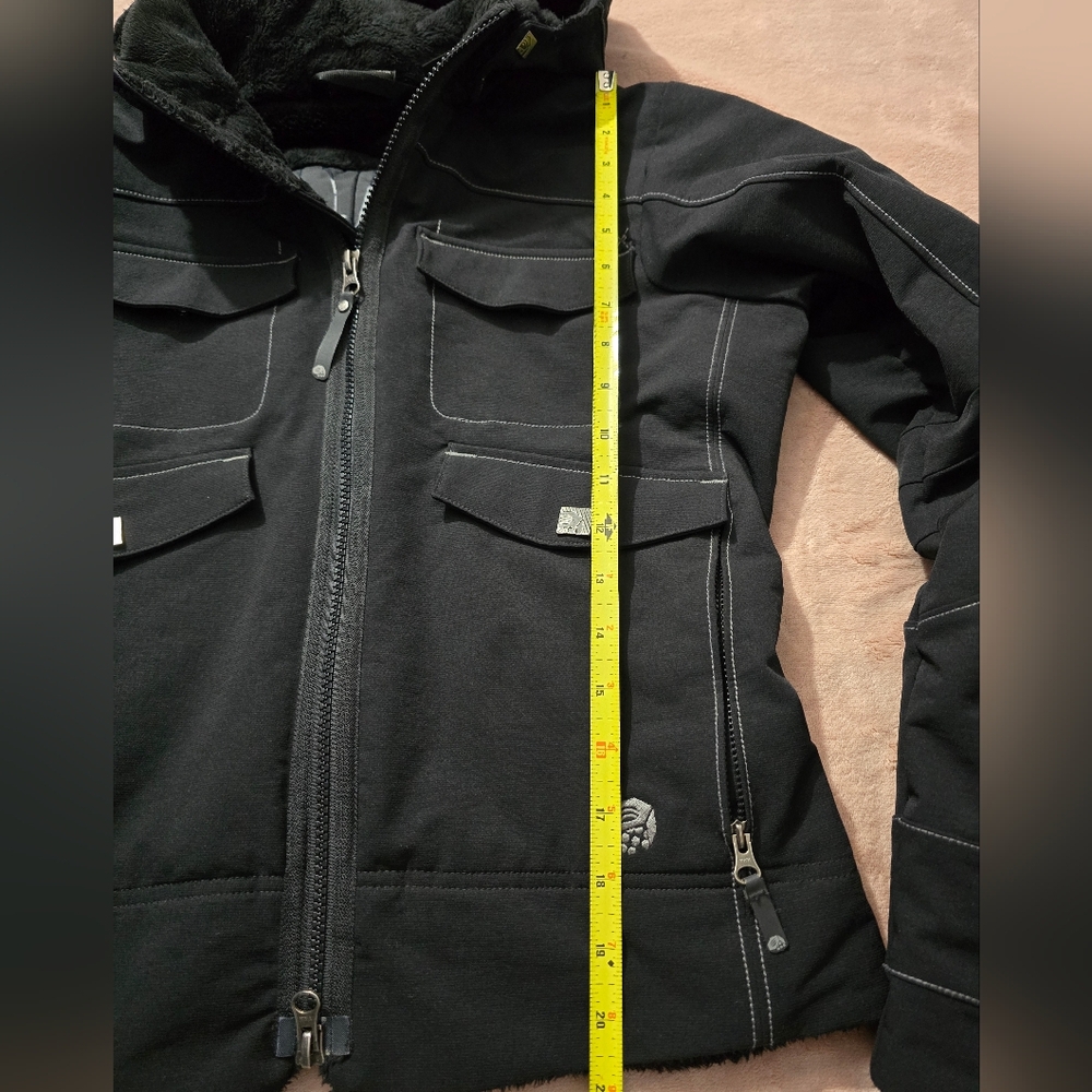 Mountain Hardwear Soft Shell Utility Moto Hooded Bomber jacket Coat black cozy S - Picture 13 of 15